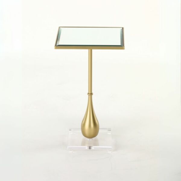 طاولة جانبية زجاج عاكس وحديد - ذهبي