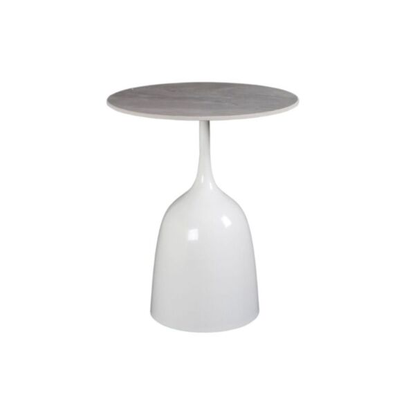 طاولة جانبية ليدر - ابيض ورمادي