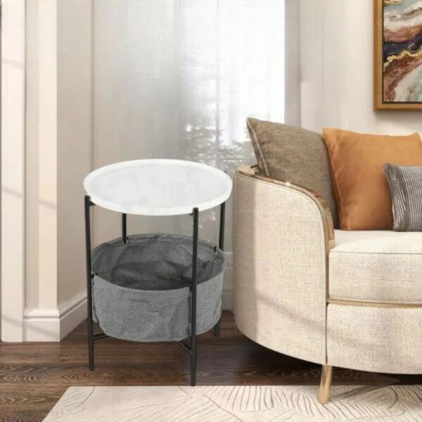 طاولة جانبية كورن - ابيض واسود