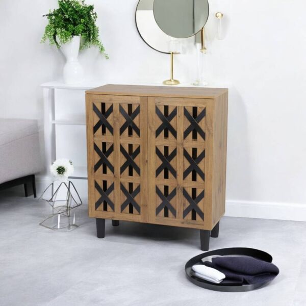 خزانة احذية بابين بينار 80x95 سم - بني واسود