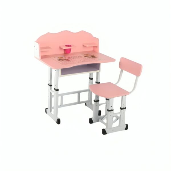 مكتب دراسي للاطفال مع كرسي هيلي - وردي