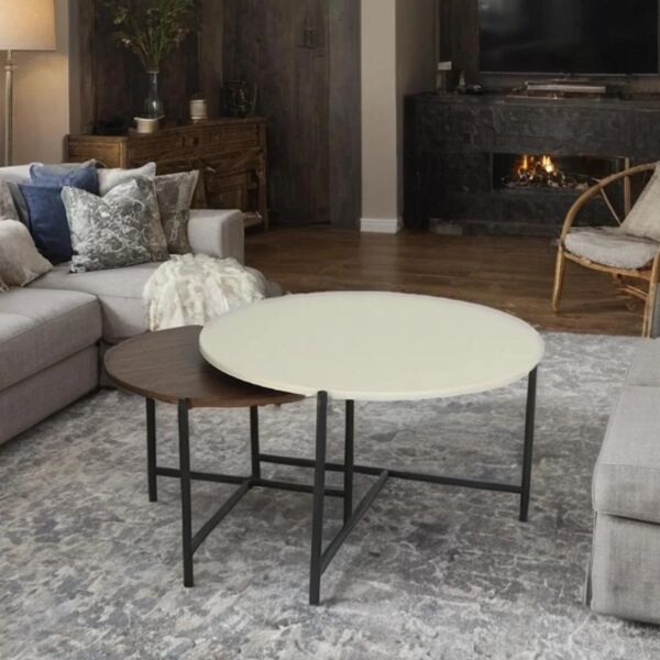 طقم طاولة قهوة امانداي - بيج وبني