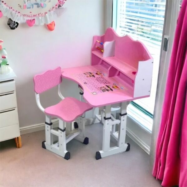 مكتب دراسي للاطفال مع كرسي جيني - وردي