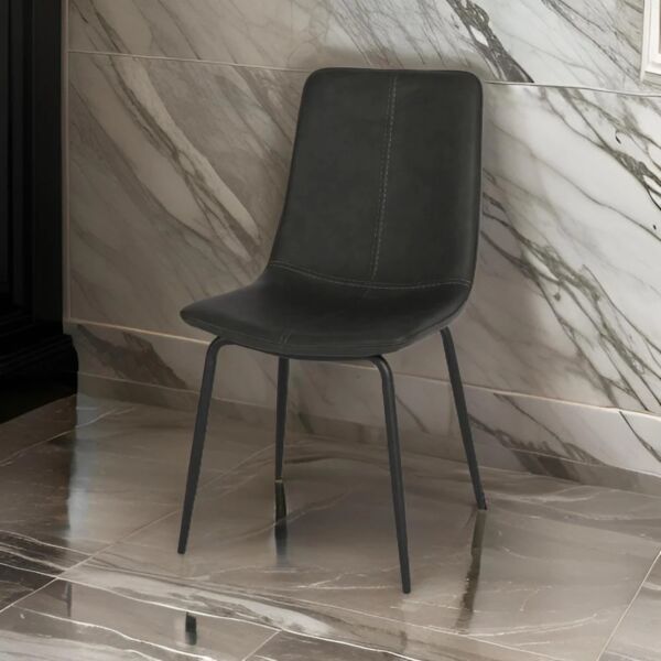 كرسي طعام ماربل - رمادي غامق واسود