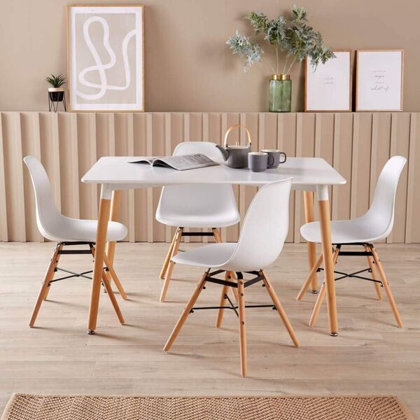 طاولة طعام سيمبيلو 150 سم - أبيض وبيج