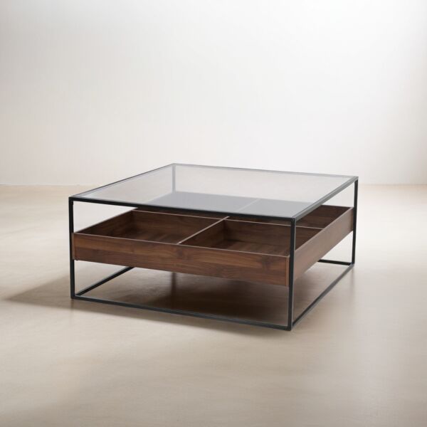 طاولة قهوة سوسال 100 سم - بني واسود