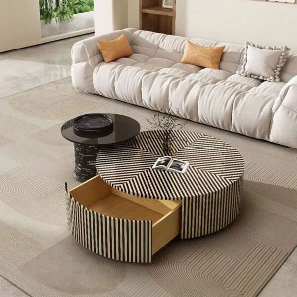 طاولة قهوة قطعتين مارس - اسود وبيج