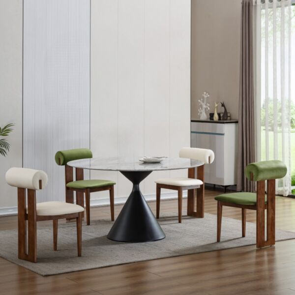 طاولة طعام ل 4 اشخاص بيرلا - رمادي واسود