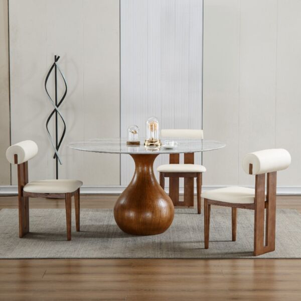 طاولة طعام ل 4 اشخاص جرس - ابيض وبني