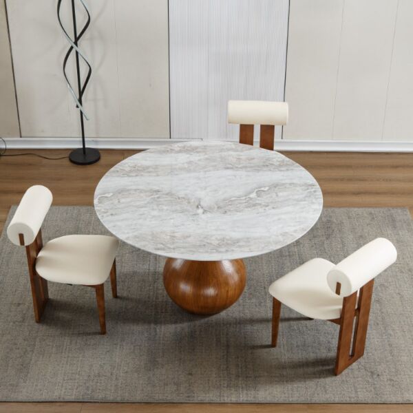 طاولة طعام ل 4 اشخاص جرس - ابيض وبني