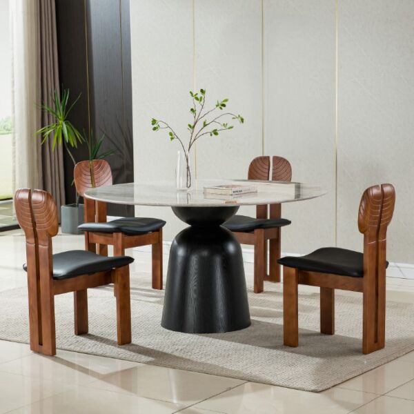 طاولة طعام ل 4 اشخاص ميرتال - ابيض واسود