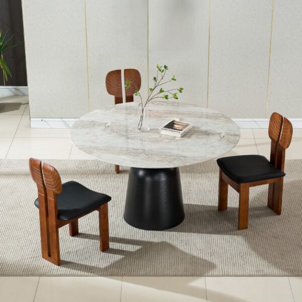 طاولة طعام ل 4 اشخاص ميرتال - ابيض واسود