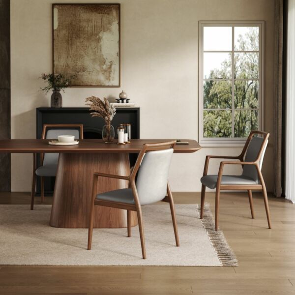 كرسي طعام مانفل - رمادي فاتح وبني 