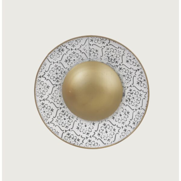 ديكور جداري دائري مزخرف - أبيض وذهبي