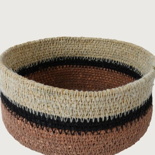 سلة خيش - وردي ومتعدد الالوان