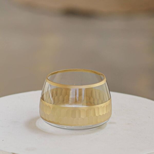 فازة زجاجية بخطوط ذهبية 8 سم