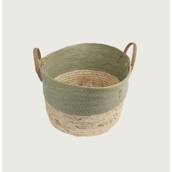 سلة خيش اخضر وبيج لويزا