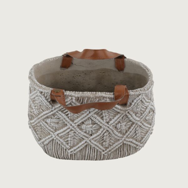 مركن زرع فخار بيضاوي رصاصي شنطة 