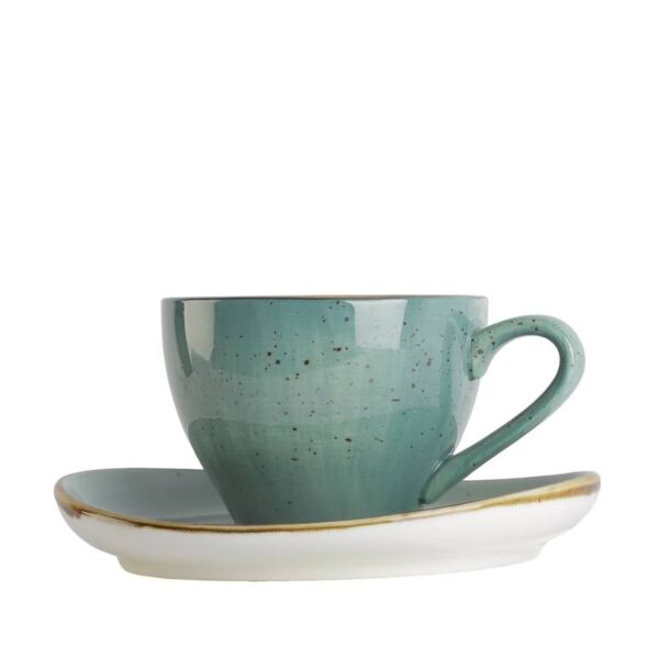 فنجان شاي بورسلان بالصحن - اخضر