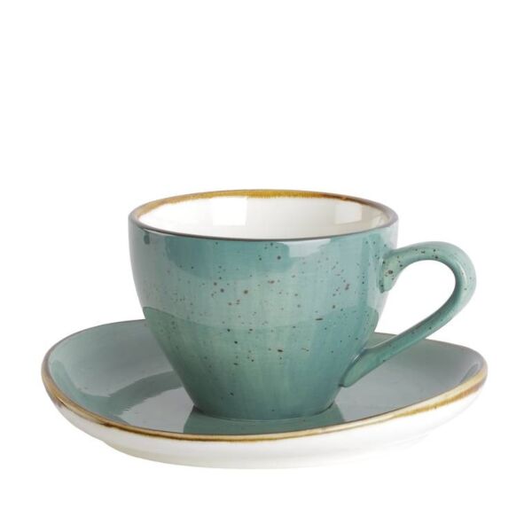 فنجان شاي بورسلان بالصحن - اخضر