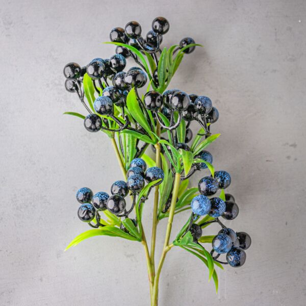 باقة ورد صناعي اونسي - كحلي واخضر - 12 قطعة