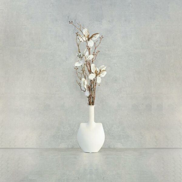 غصن فراشات صناعية - ابيض - 12 قطعة