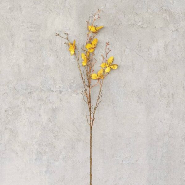 فرع شكل فراشات فلورنس - اصفر - 12 قطعة