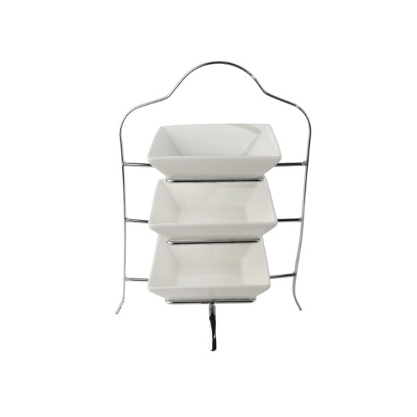 طقم زبديات بورسلان 3 قطع مع ستاند