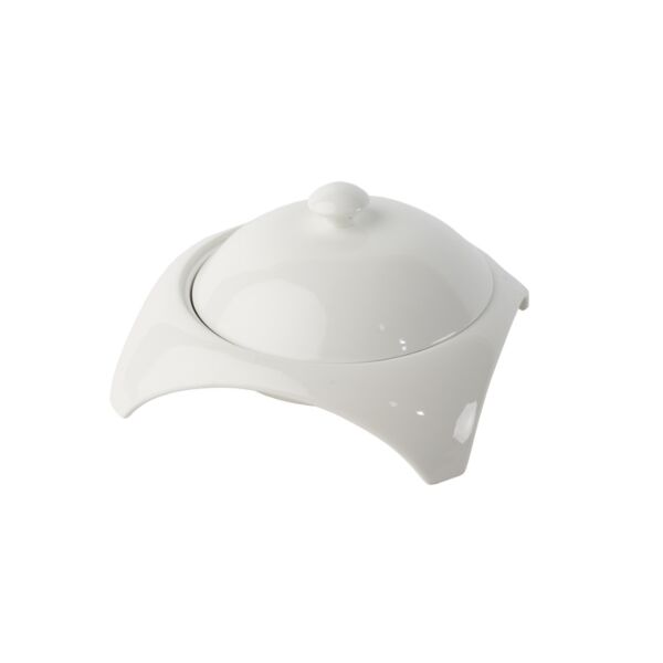 زبدية بورسلان بالغطاء 28 سم - ابيض