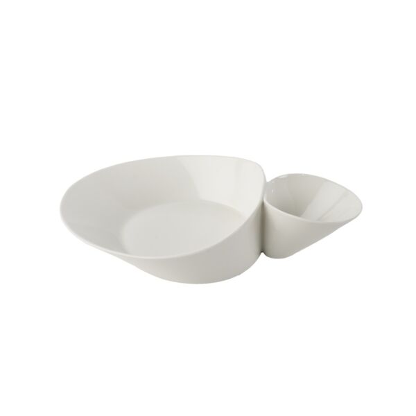 وعاء تقديم آشي قسمين بورسلان - أبيض