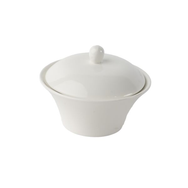 زبدية سونا بورسلان مع غطاء - أبيض