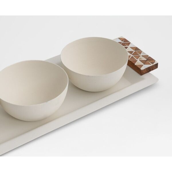 زبدية هندي 13x38 سم - كريمي وخشبي