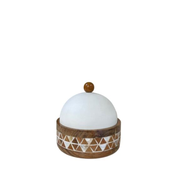 علبة تقديم هندي 42 سم - كريمي وخشبي