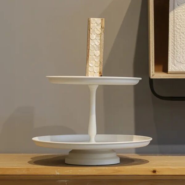 صحن حلى دورين بقاعدة خشب بيج