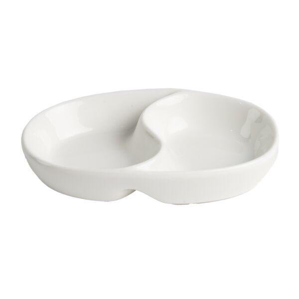 زبدية دوبلي قسمين بورسلان - أبيض