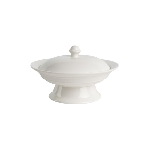 زبدية فاولي بورسلان مع غطاء - أبيض