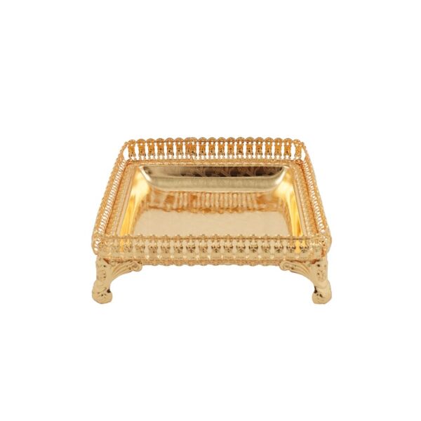 طبق تقديم مربع - ذهبي