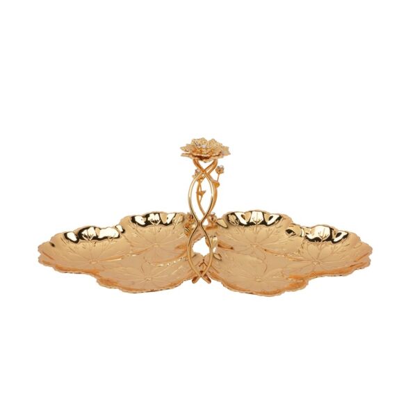 حامل كيك وحلويات قسمين - ذهبي