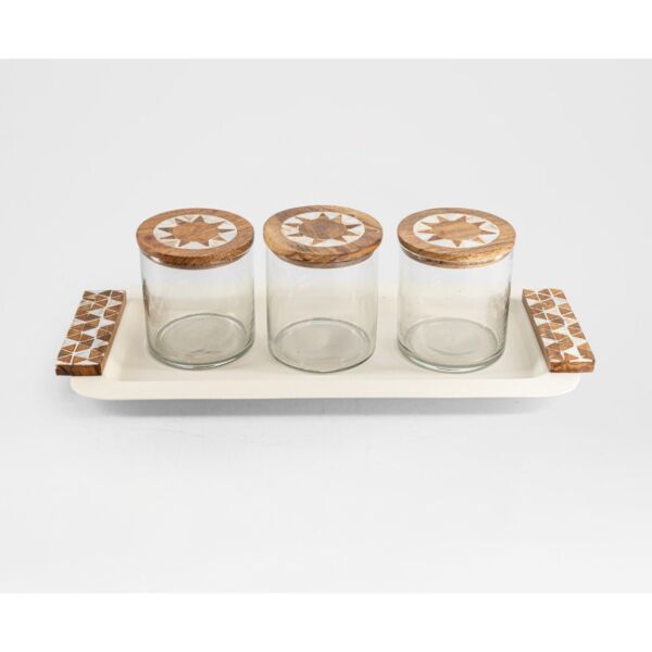 علب هندي 36x17 سم - كريمي وخشبي