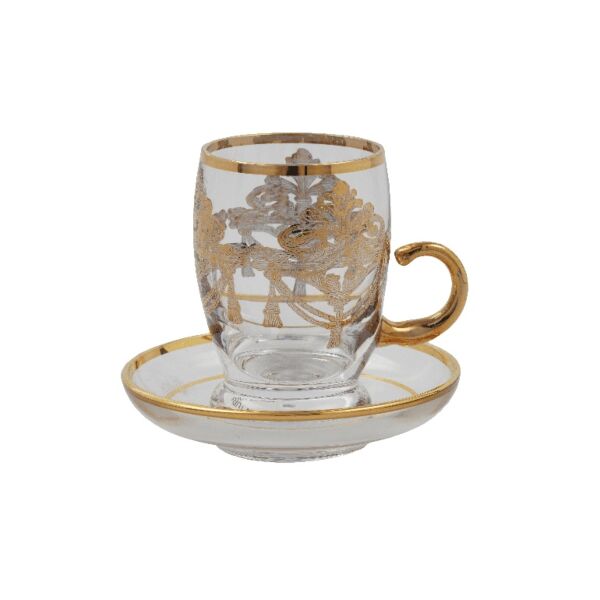 طقم بيالات شاي اوليفر - ذهبي وفضي