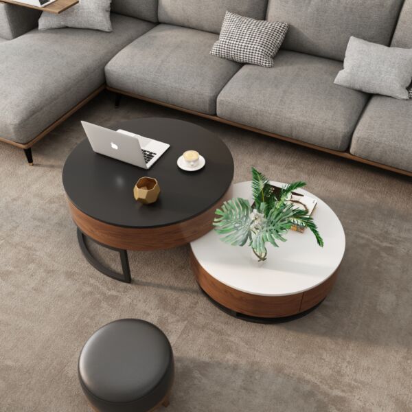 طاولة قهوة بانيلا قطعتين - بني وعدة ألوان