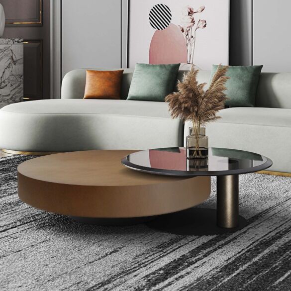 طاولة قهوة تيفارو قطعتين - نحاسي وأسود