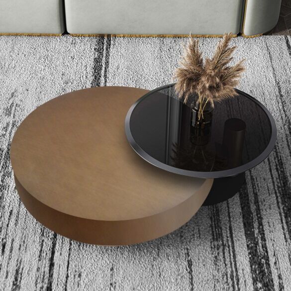 طاولة قهوة تيفارو قطعتين - نحاسي وأسود