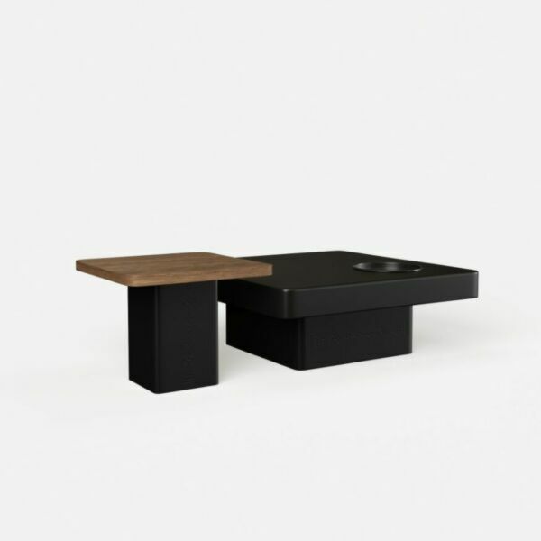 طقم طاولات من مجموعة طويق الدرعية خشبية أسود - قطعتين