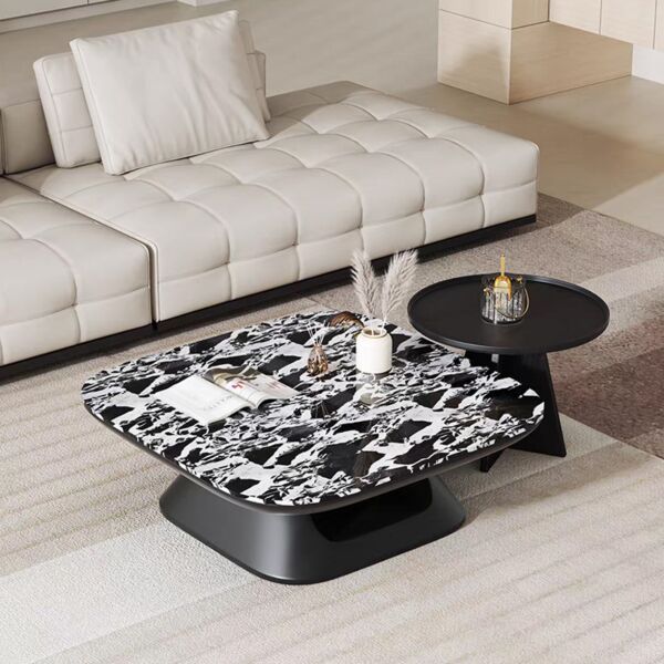 طاولة قهوة كايلا - اسود وأبيض