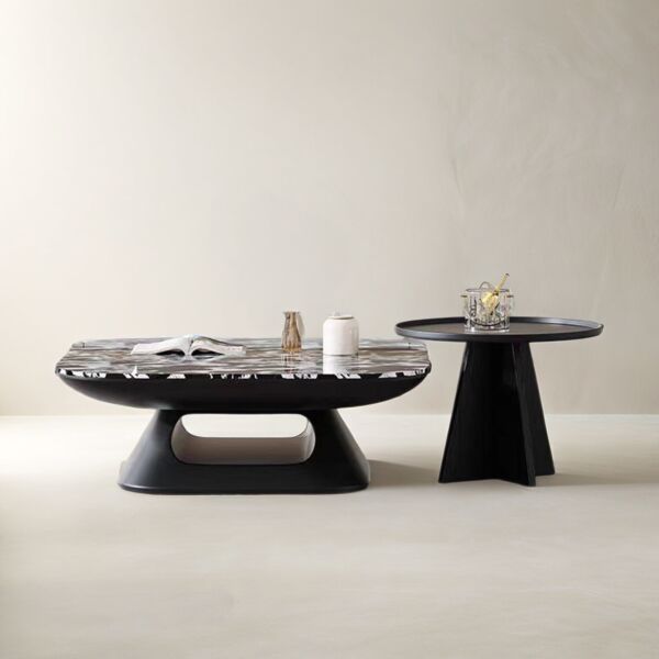 طاولة قهوة كايلا - اسود وأبيض