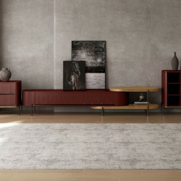 طاولة تلفزيون من مجموعة مفتاحة عسير - برغندي