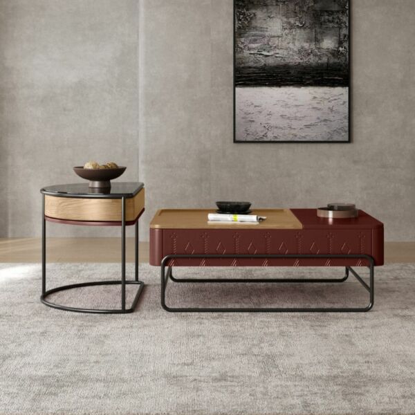 طاولة قهوة من مجموعة مفتاحة عسير - برغندي