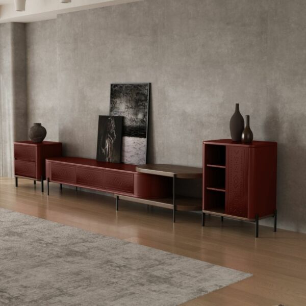 خزانة جانبية من مجموعة مفتاحة عسير - برغندي