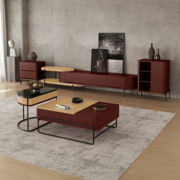 خزانة جانبية من مجموعة مفتاحة عسير - برغندي